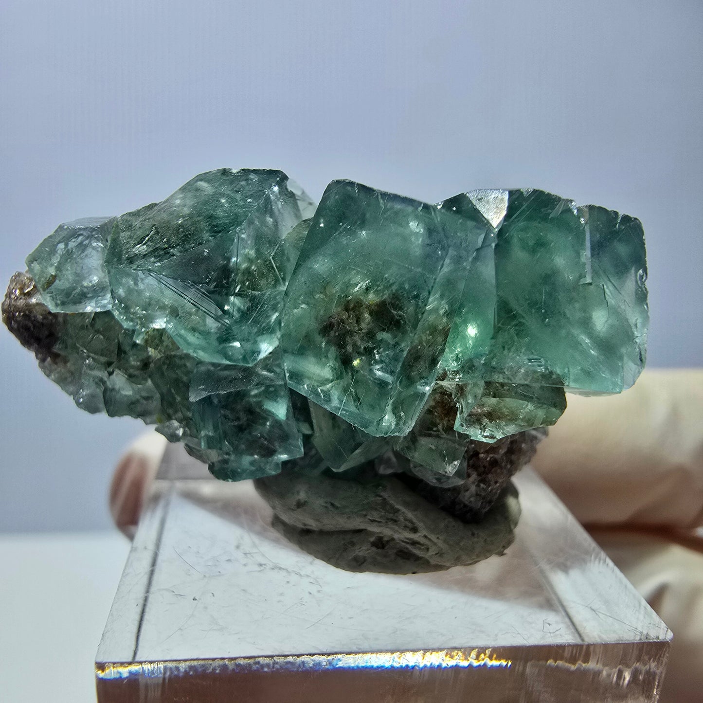 Seltene Phantom Fluorit Würfel Stufe, grün Okorusu, Namibia 34*27*21mm