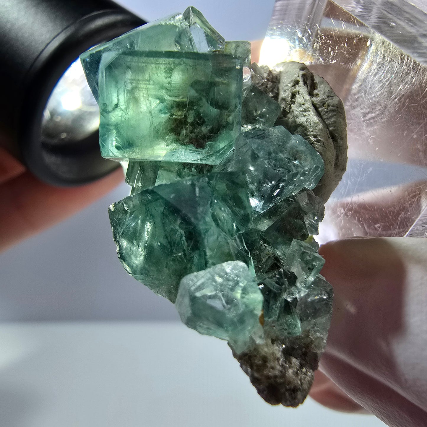 Seltene Phantom Fluorit Würfel Stufe, grün Okorusu, Namibia 34*27*21mm