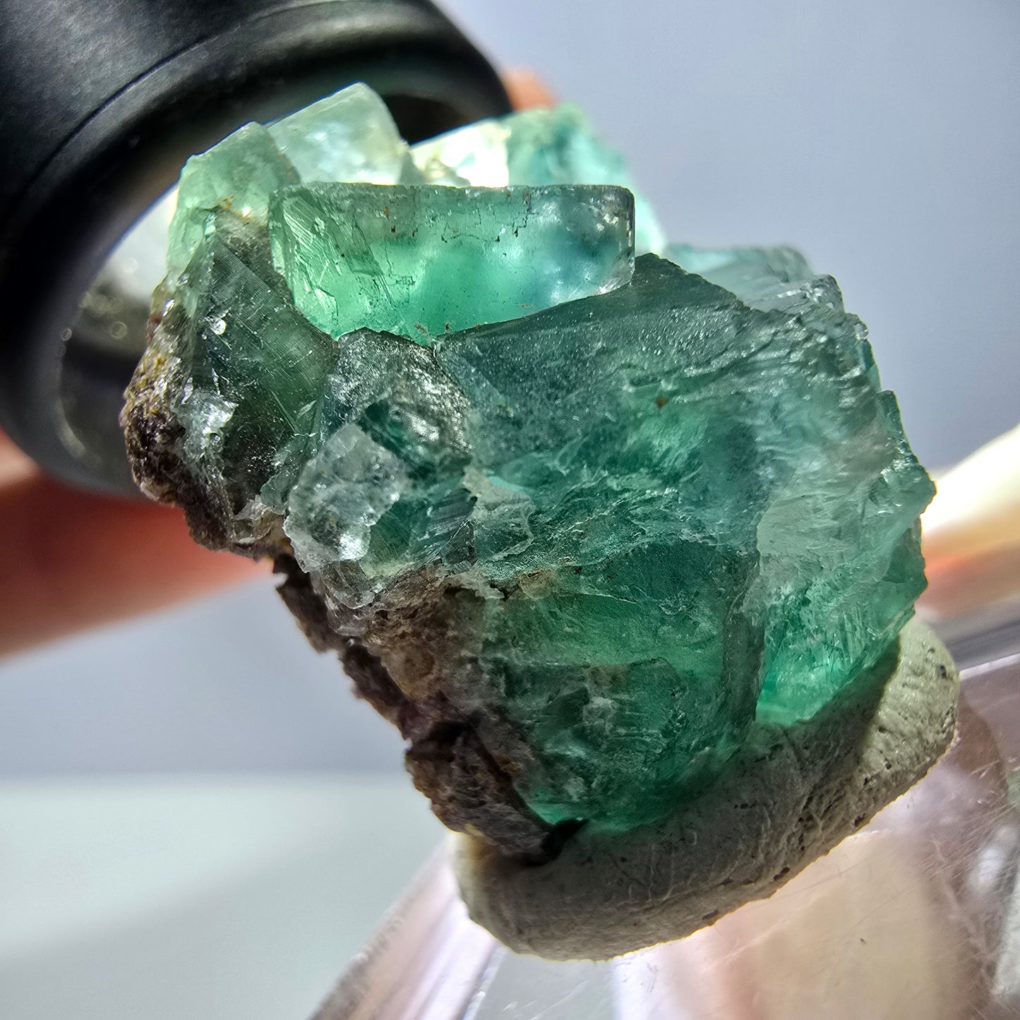 Seltene Phantom Fluorit Würfel Stufe, grün Okorusu, Namibia 33*27*20mm
