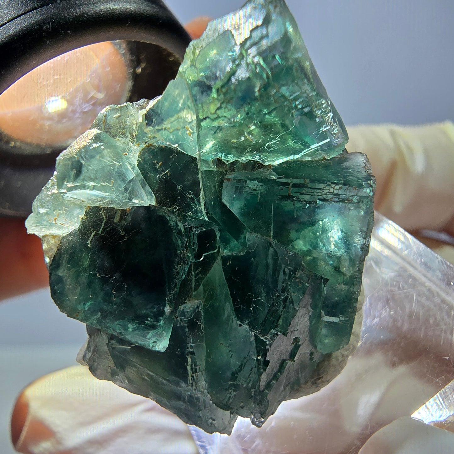 Seltene Phantom Fluorit Würfel Stufe, grün Okorusu, Namibia 33*27*20mm