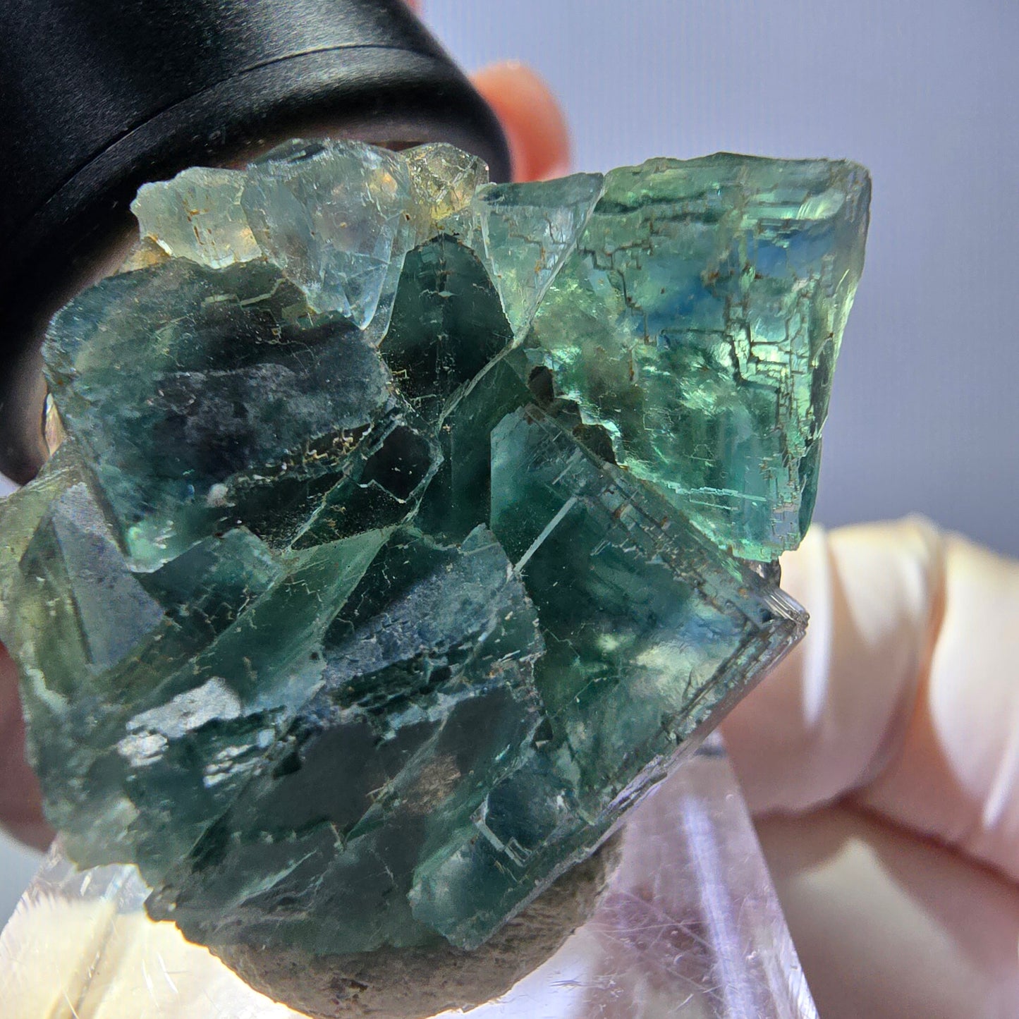 Seltene Phantom Fluorit Würfel Stufe, grün Okorusu, Namibia 33*27*20mm