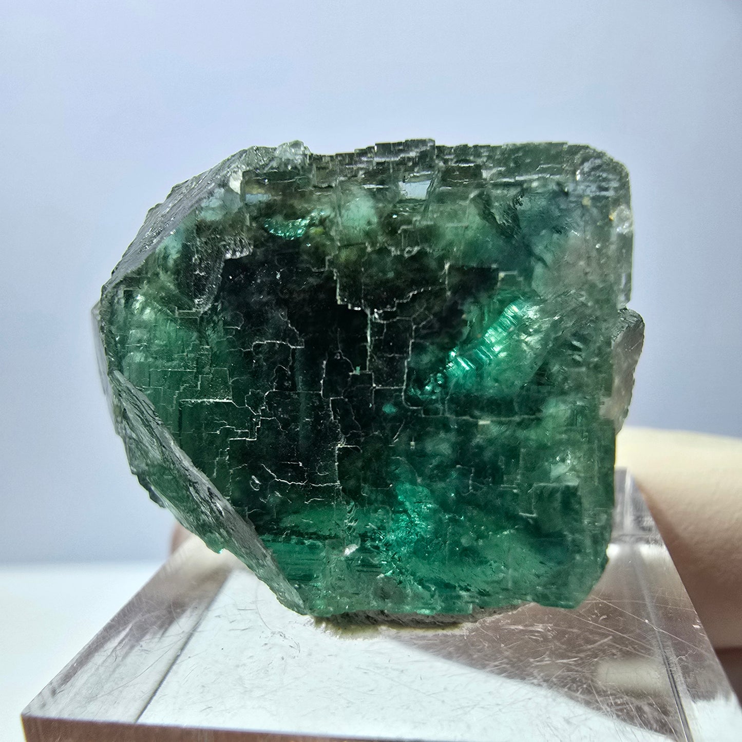 Seltene Phantom Fluorit Würfel Stufe, grün Okorusu, Namibia 34*21*21mm