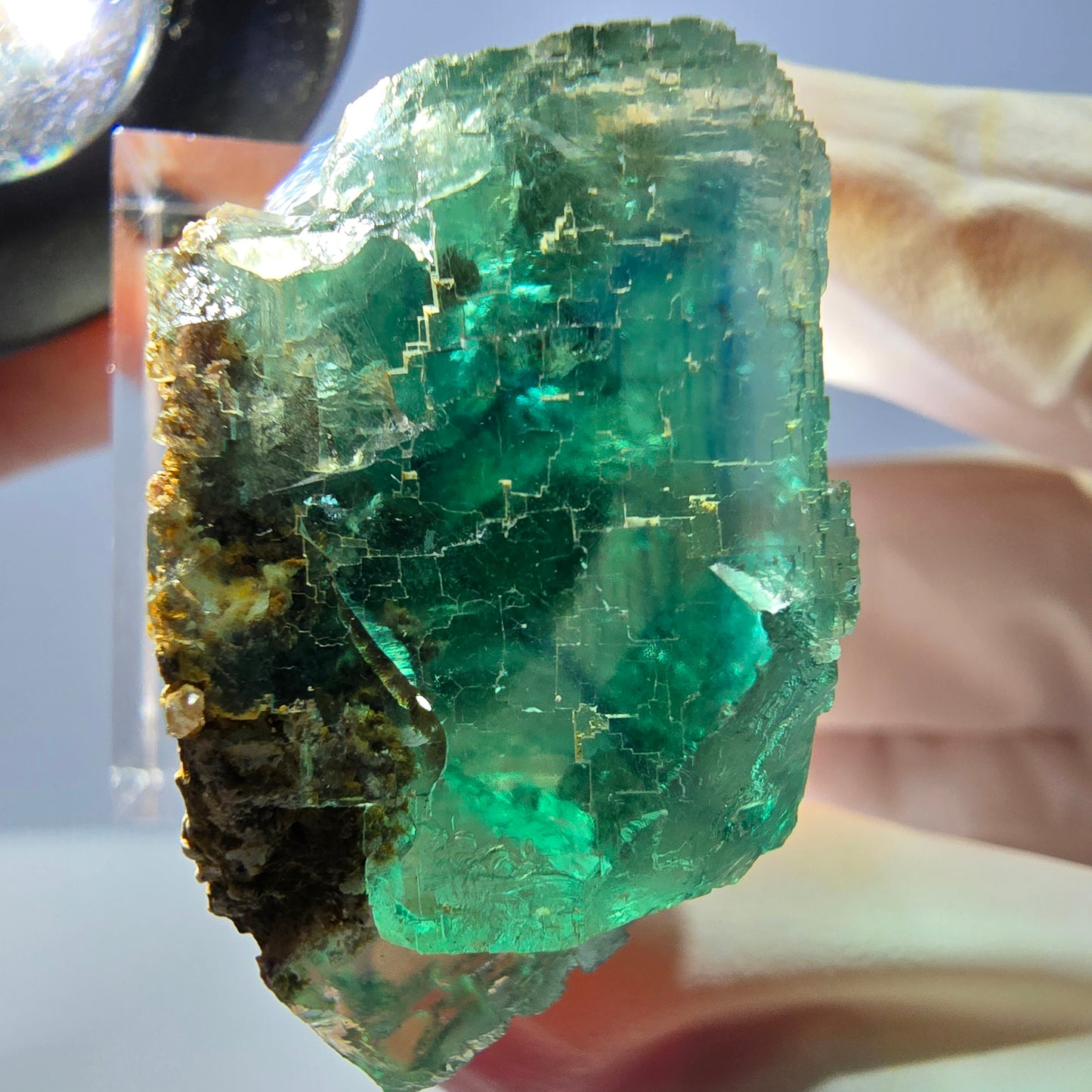 Seltene Phantom Fluorit Würfel Stufe, grün Okorusu, Namibia 34*21*21mm
