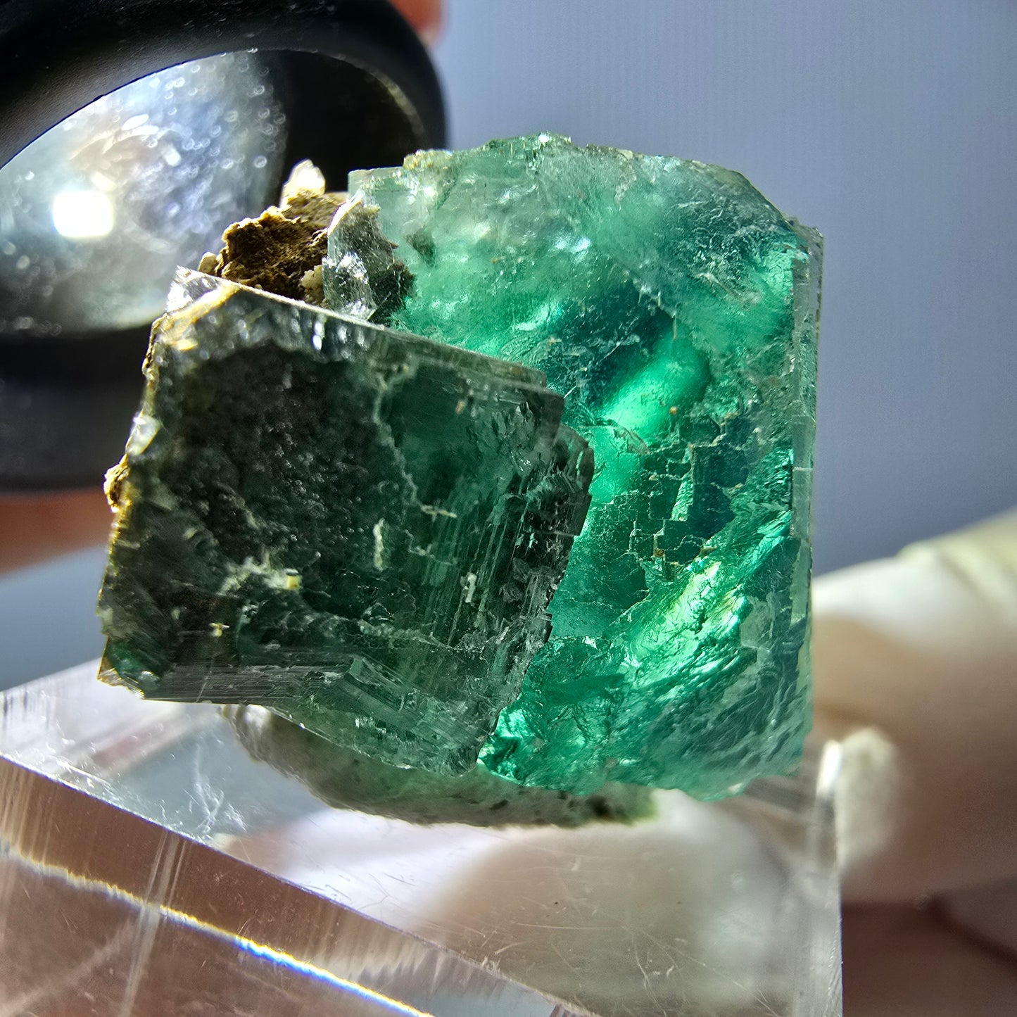 Seltene Phantom Fluorit Würfel Stufe, grün Okorusu, Namibia 34*21*21mm