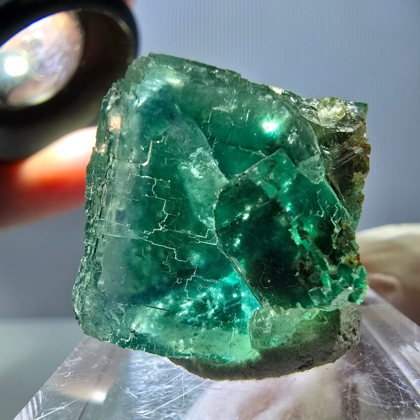 Seltene Phantom Fluorit Würfel Stufe, grün Okorusu, Namibia 34*21*21mm