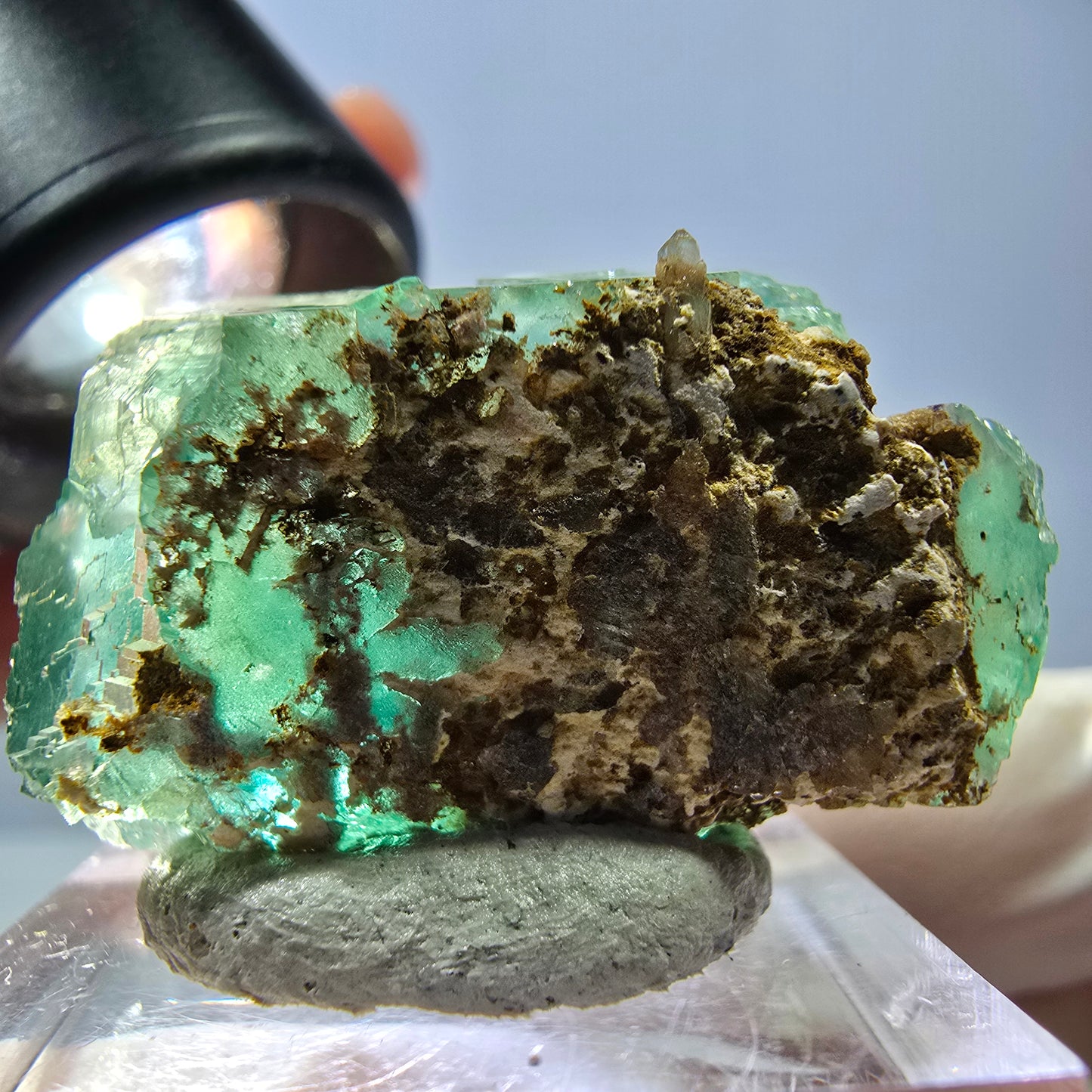 Seltene Phantom Fluorit Würfel Stufe, grün Okorusu, Namibia 34*21*21mm