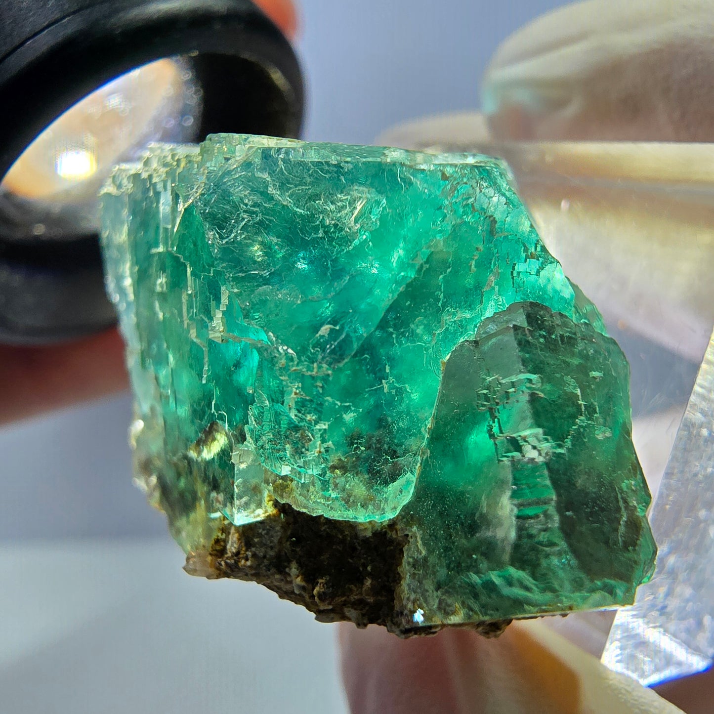 Seltene Phantom Fluorit Würfel Stufe, grün Okorusu, Namibia 34*21*21mm