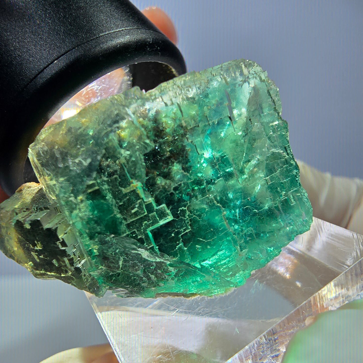 Seltene Phantom Fluorit Würfel Stufe, grün Okorusu, Namibia 34*21*21mm