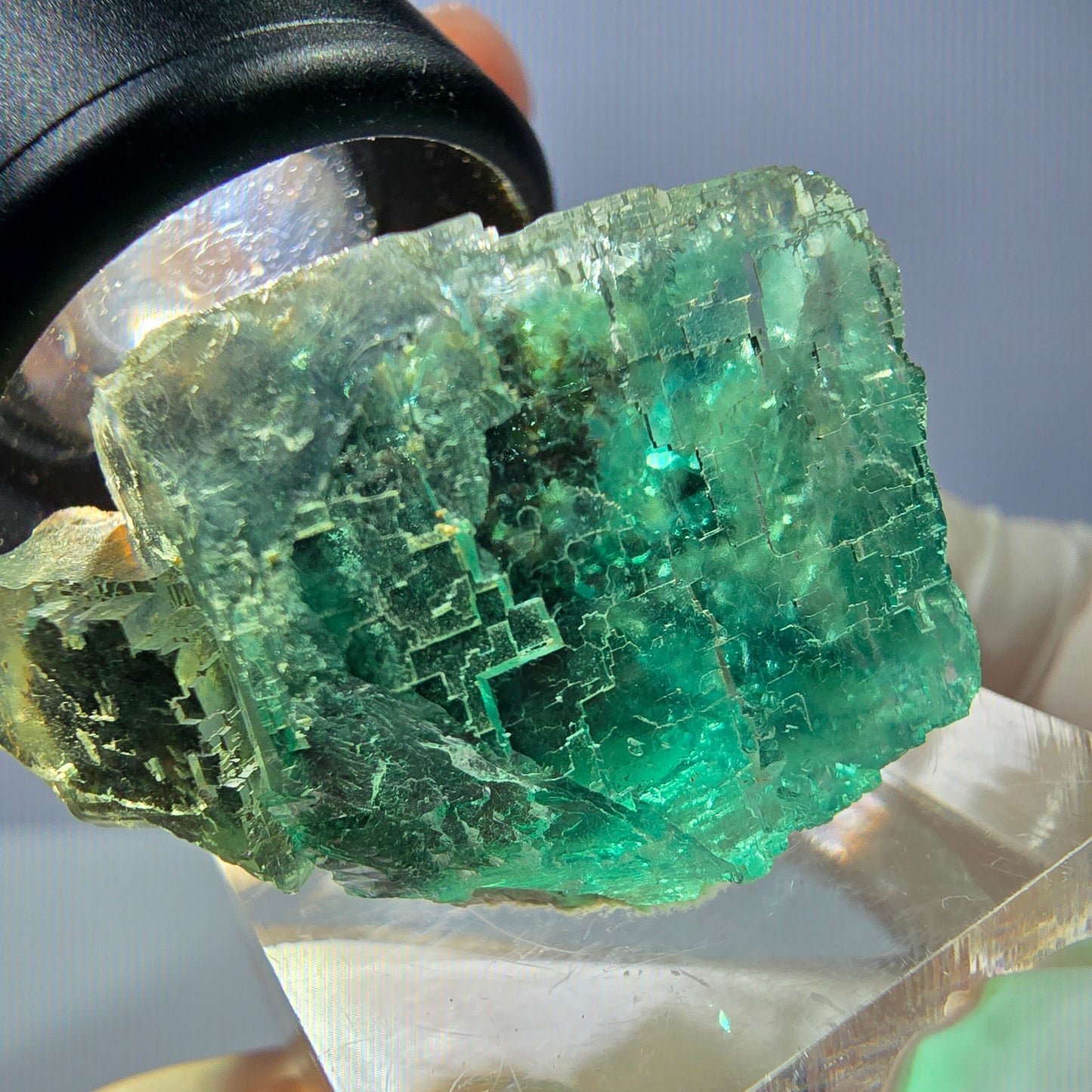 Seltene Phantom Fluorit Würfel Stufe, grün Okorusu, Namibia 34*21*21mm
