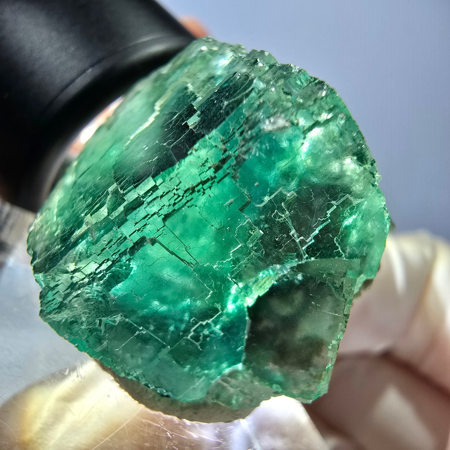 Seltene Phantom Fluorit Würfel Stufe, grün Okorusu, Namibia 34*21*21mm