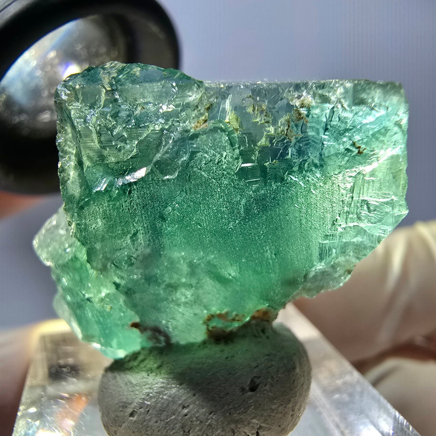 Seltene Phantom Fluorit Würfel Stufe, grün Okorusu, Namibia 31*27*17mm