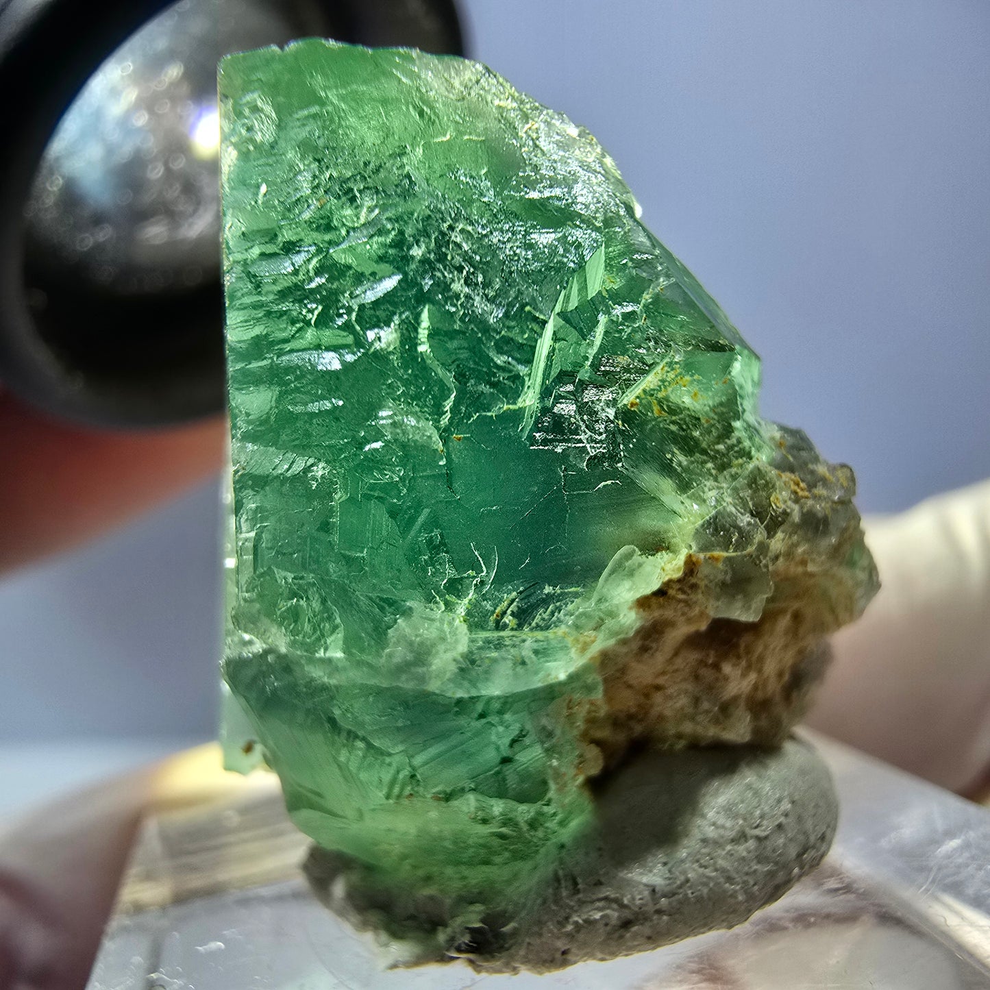 Seltene Phantom Fluorit Würfel Stufe, grün Okorusu, Namibia 25*23*22mm