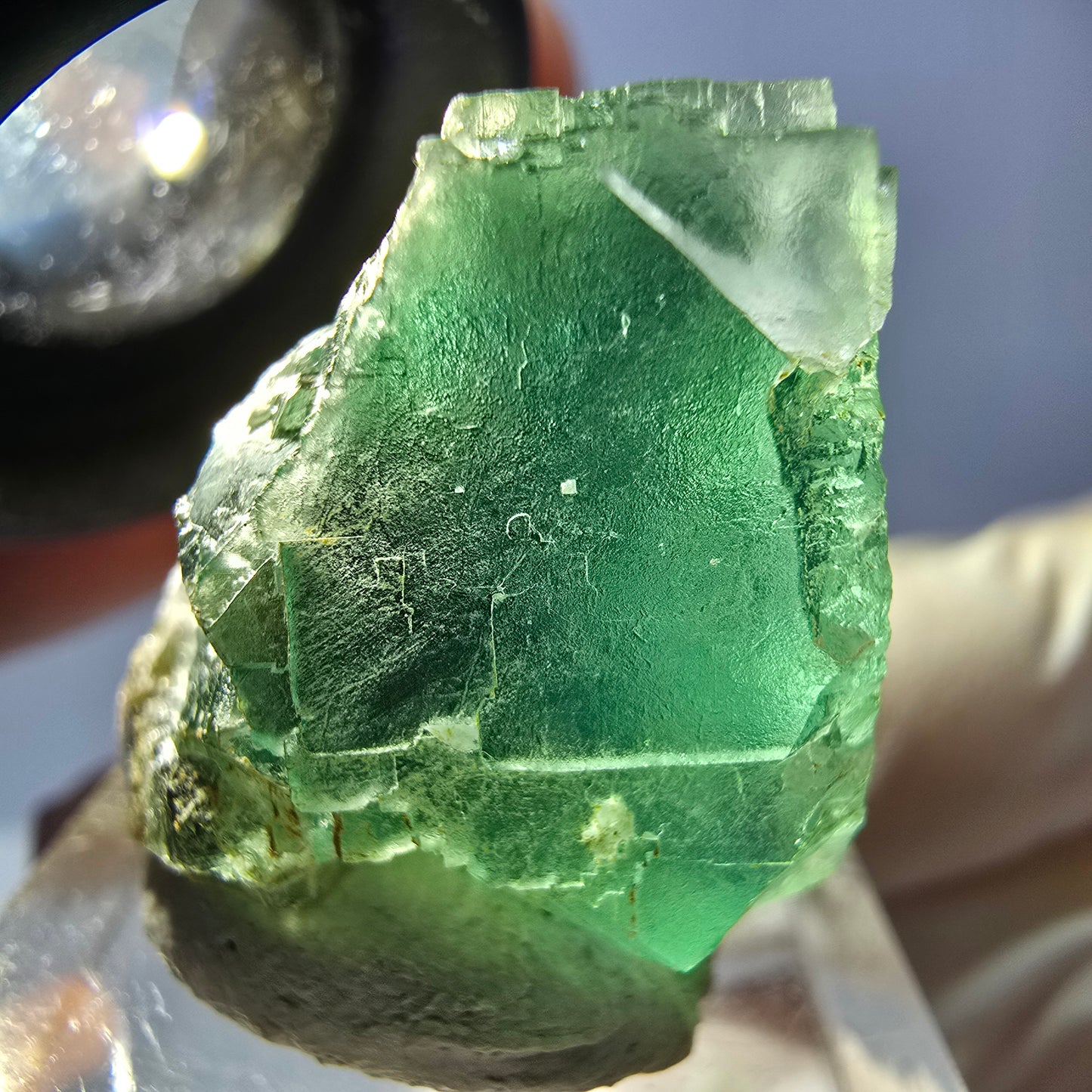 Seltene Phantom Fluorit Würfel Stufe, grün Okorusu, Namibia 25*23*22mm