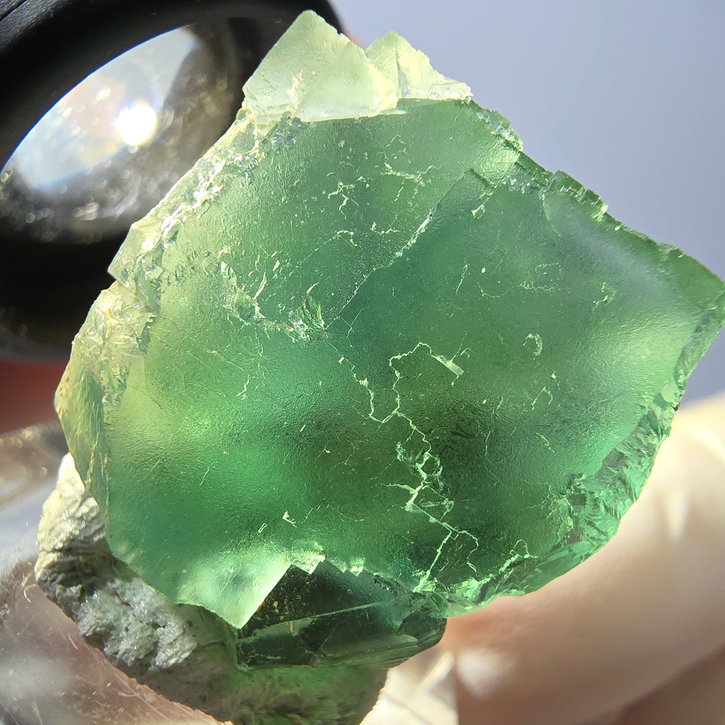 Seltene Phantom Fluorit Würfel Stufe, grün Okorusu, Namibia 25*23*22mm