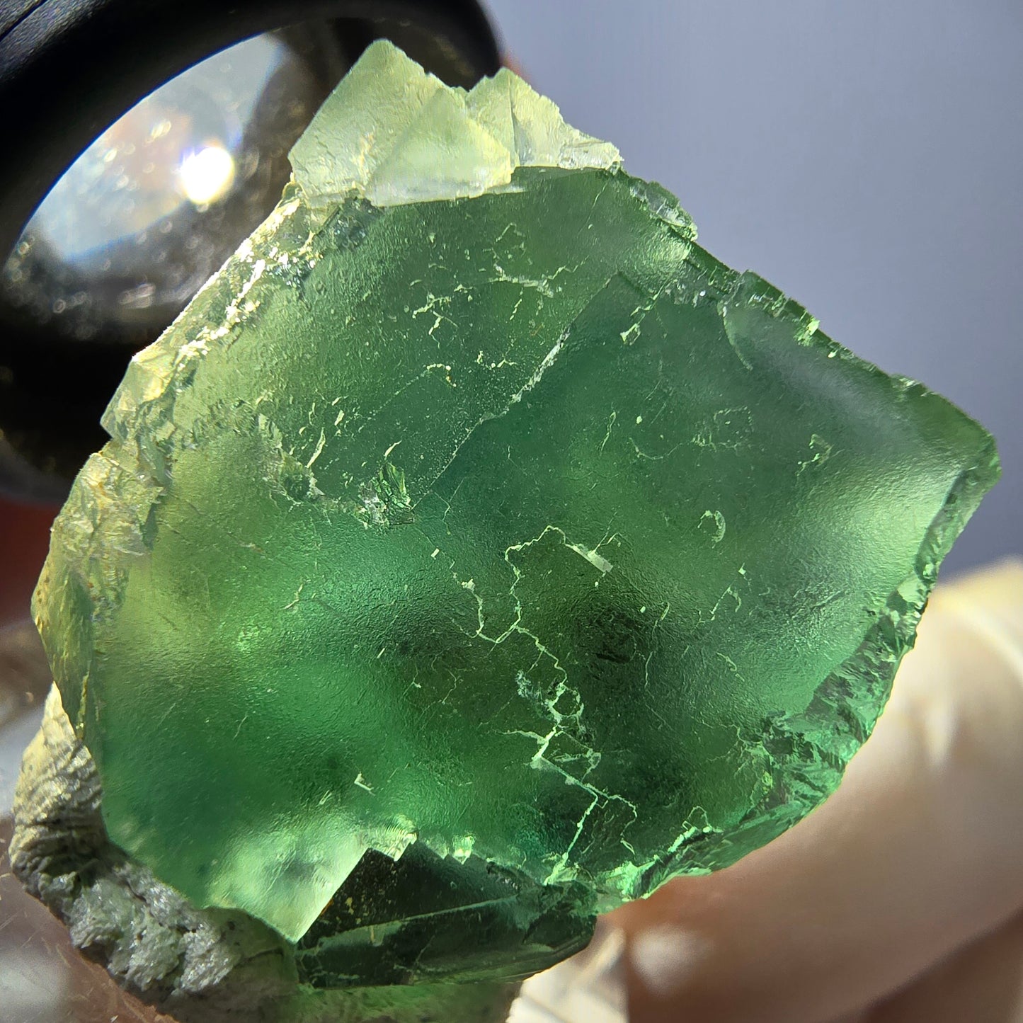Seltene Phantom Fluorit Würfel Stufe, grün Okorusu, Namibia 25*23*22mm