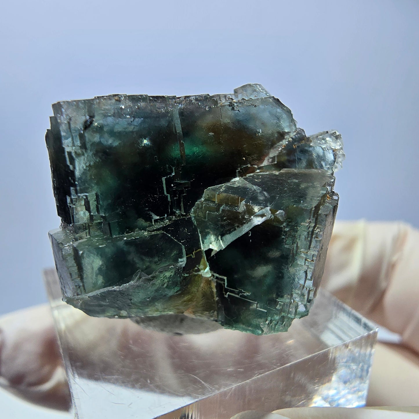 Seltene Phantom Fluorit Würfel Stufe, grün Okorusu, Namibia 27*23*20mm
