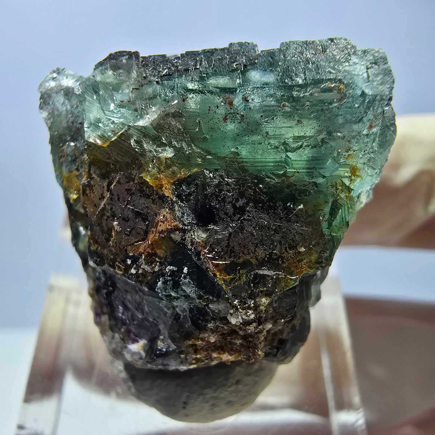 Seltene Phantom Fluorit Würfel Stufe, grün Okorusu, Namibia 27*23*20mm