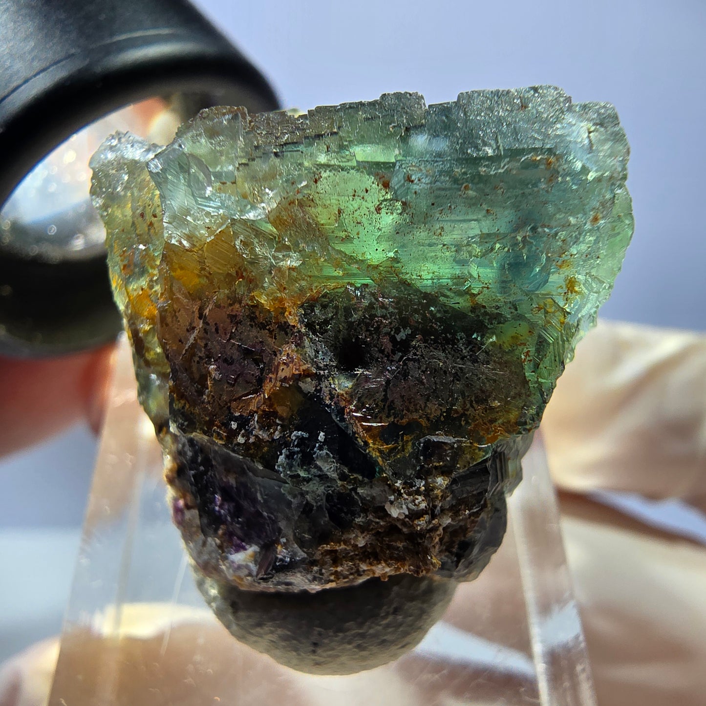 Seltene Phantom Fluorit Würfel Stufe, grün Okorusu, Namibia 27*23*20mm