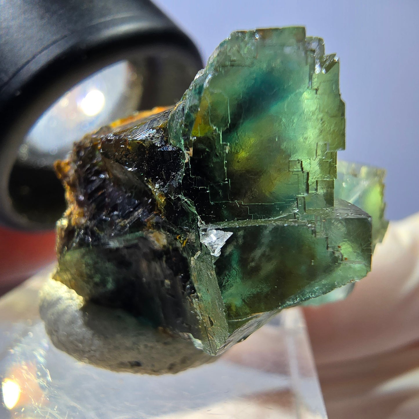 Seltene Phantom Fluorit Würfel Stufe, grün Okorusu, Namibia 27*23*20mm