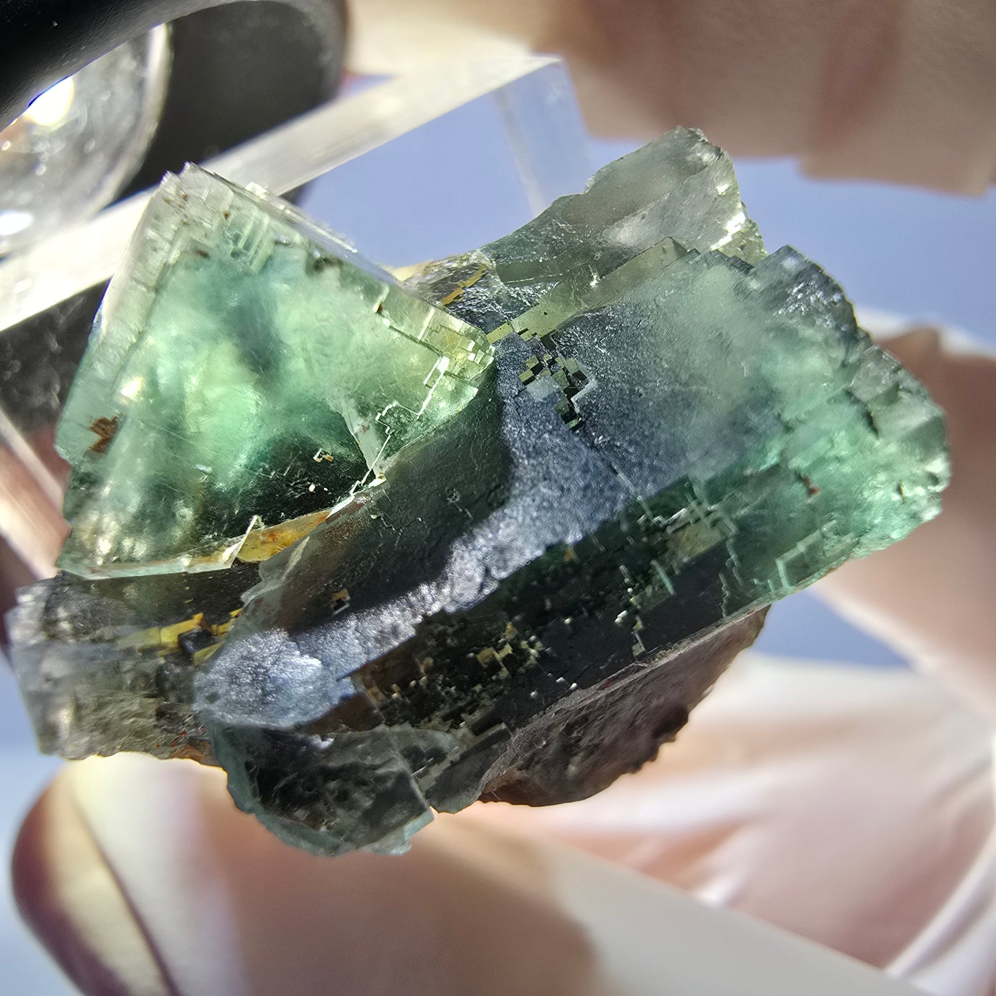 Seltene Phantom Fluorit Würfel Stufe, grün Okorusu, Namibia 27*23*20mm