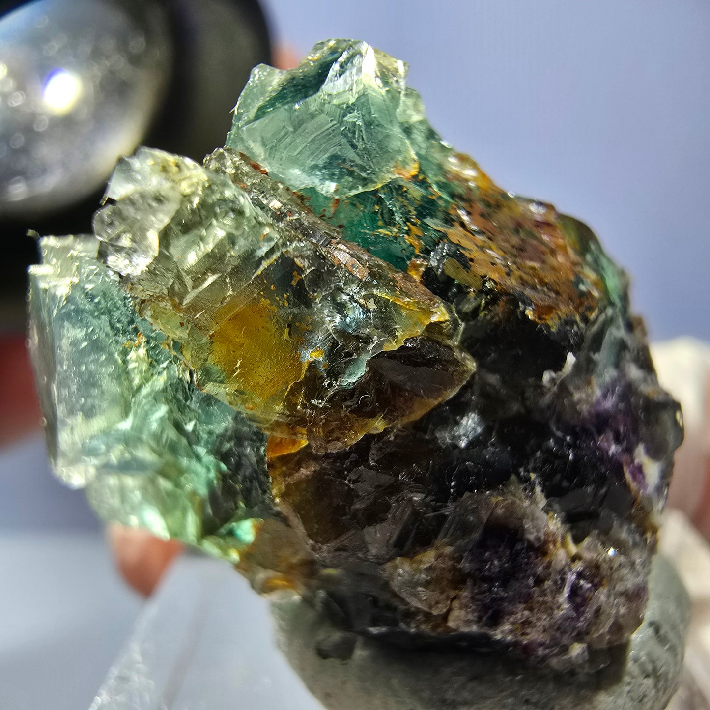 Seltene Phantom Fluorit Würfel Stufe, grün Okorusu, Namibia 27*23*20mm