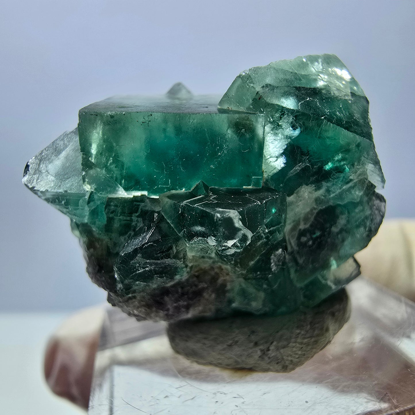 Seltene Phantom Fluorit Würfel Stufe, grün Okorusu, Namibia 26*23*16mm