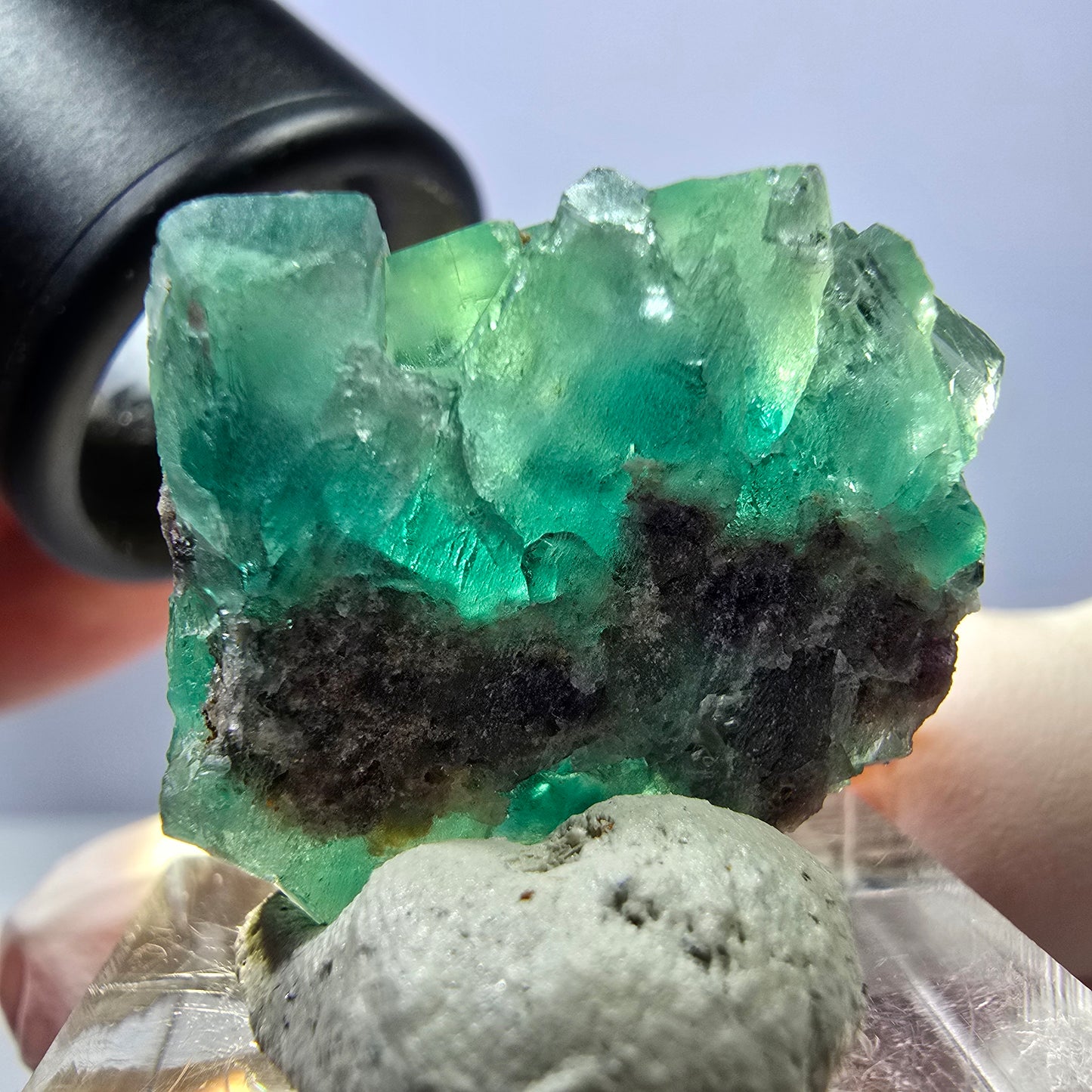 Seltene Phantom Fluorit Würfel Stufe, grün Okorusu, Namibia 26*23*16mm