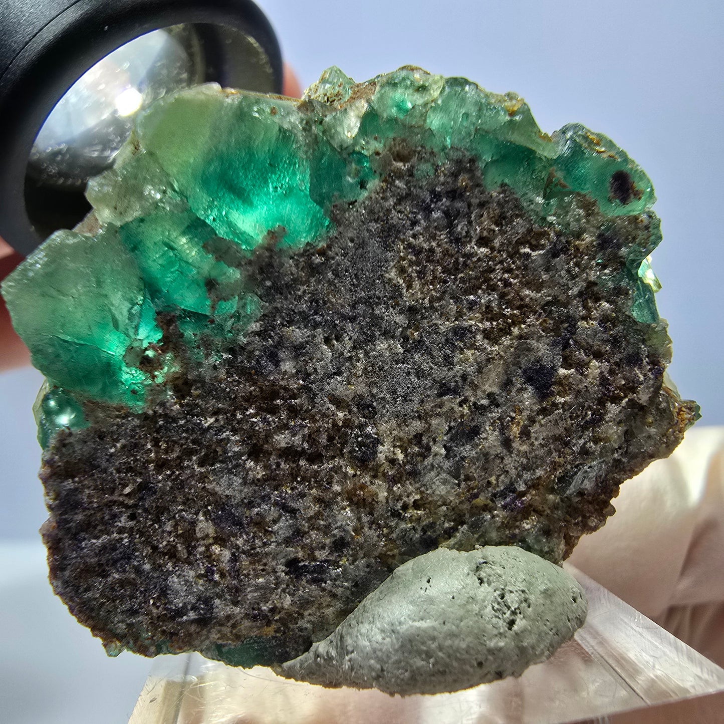 Seltene Phantom Fluorit Würfel Stufe, grün Okorusu, Namibia 41*34*20mm