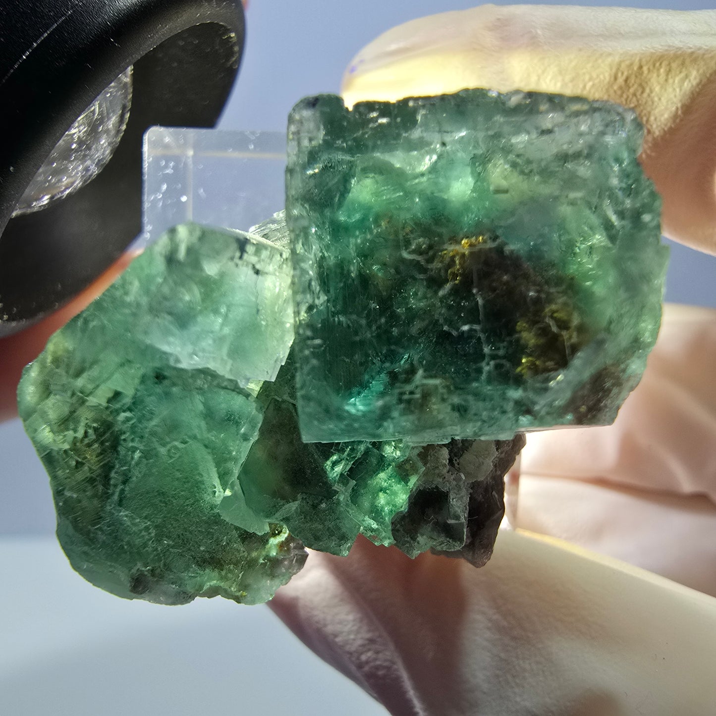 Seltene Phantom Fluorit Würfel Stufe, grün Okorusu, Namibia 36*26*23mm