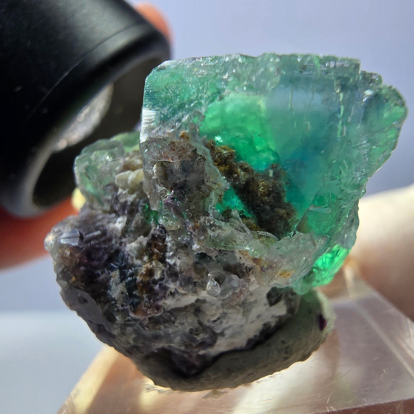 Seltene Phantom Fluorit Würfel Stufe, grün Okorusu, Namibia 36*26*23mm