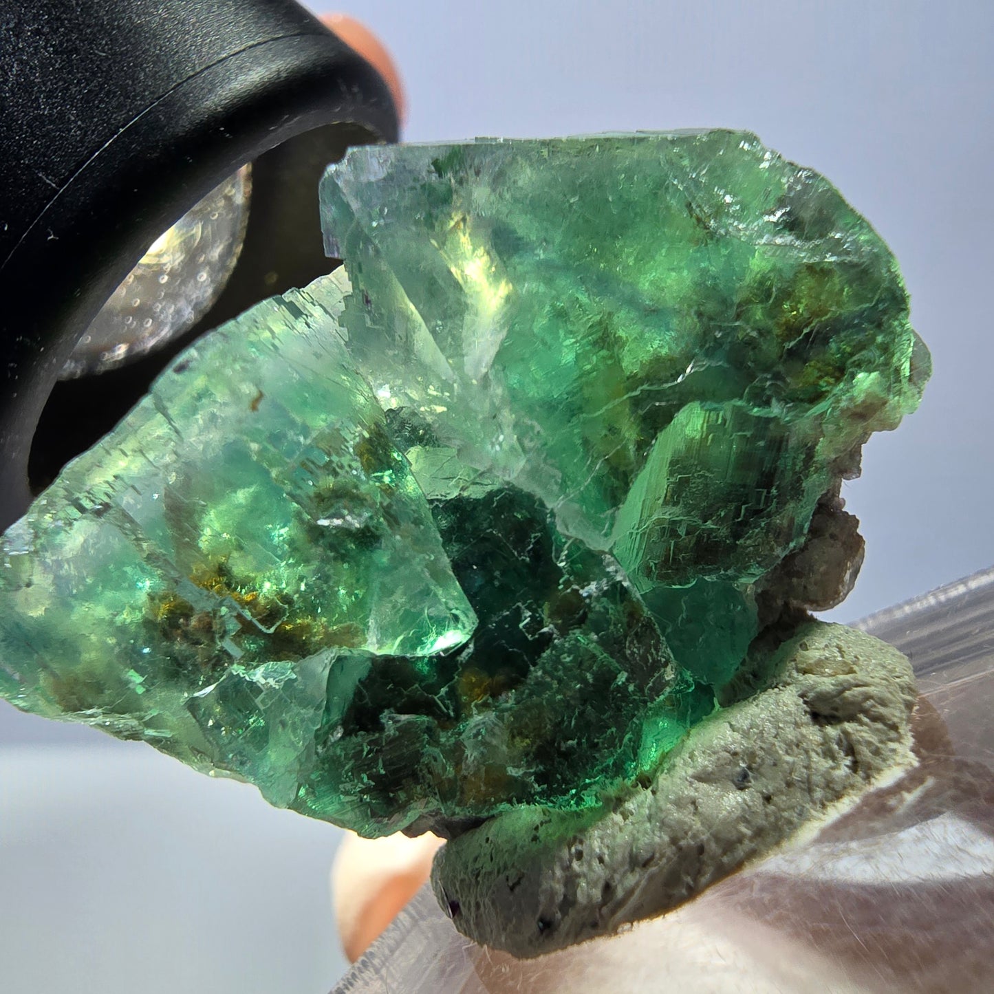 Seltene Phantom Fluorit Würfel Stufe, grün Okorusu, Namibia 36*26*23mm