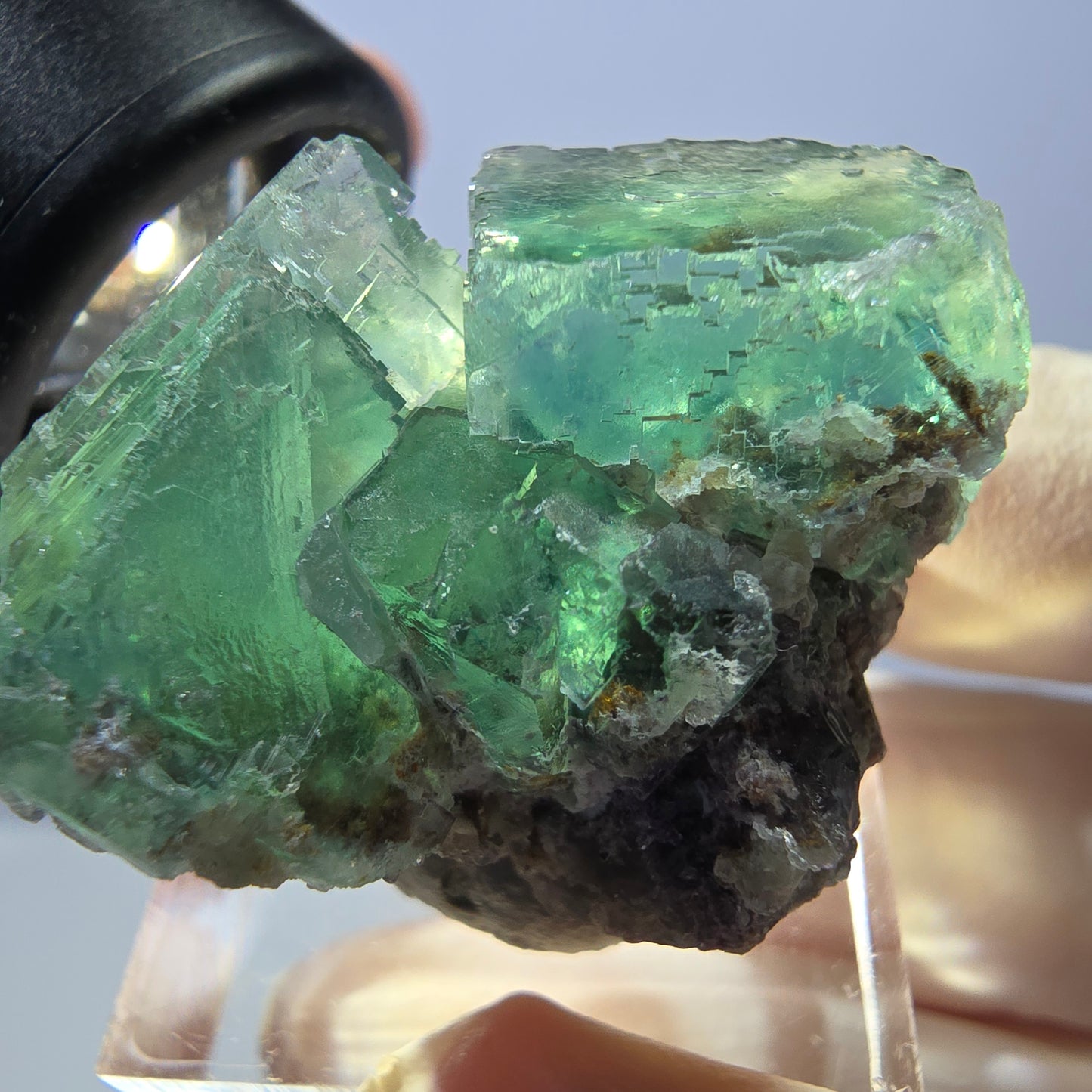 Seltene Phantom Fluorit Würfel Stufe, grün Okorusu, Namibia 36*26*23mm