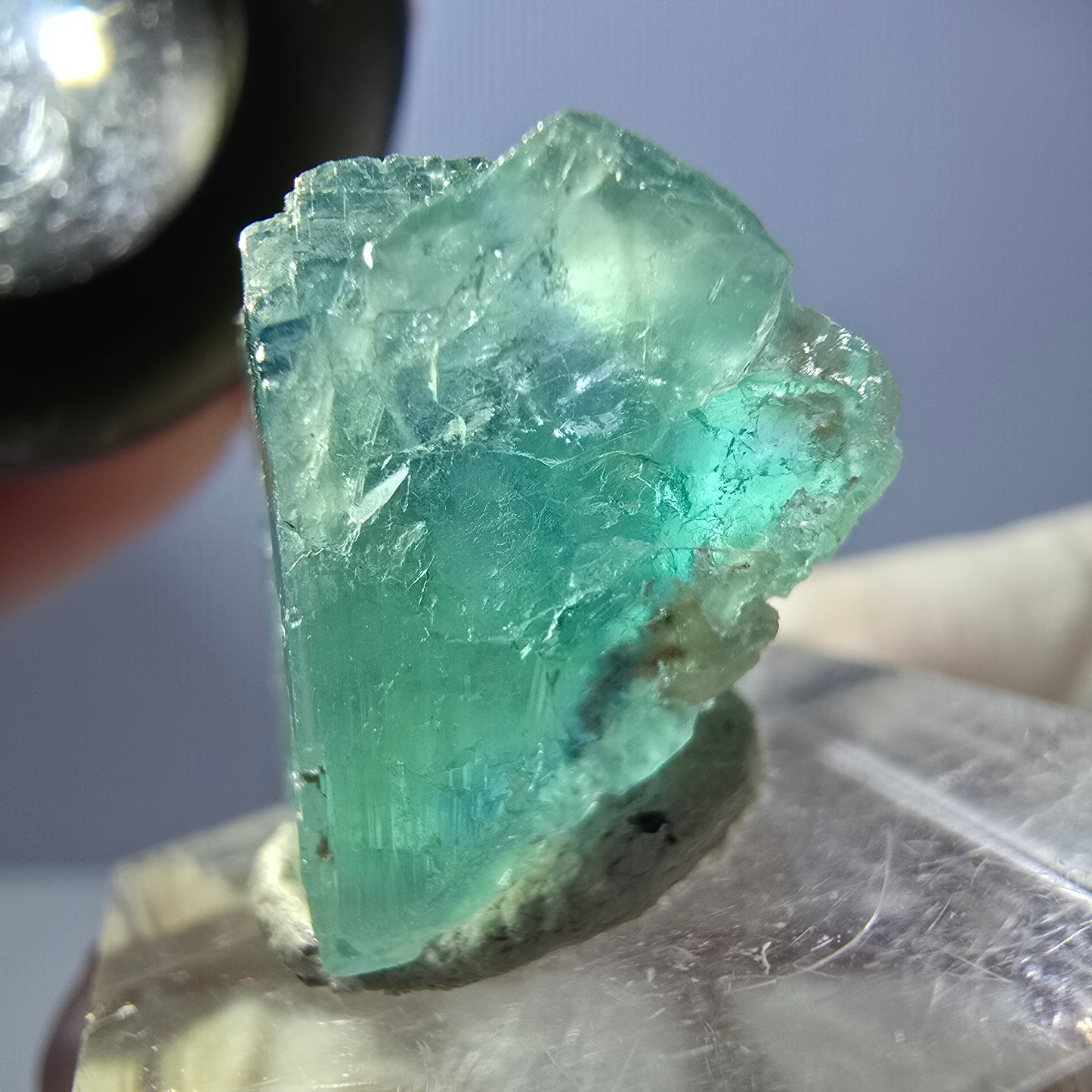 Cube de fluorite fantôme transparente parquetée, vert Okorusu, Namibie 20 x 18 x 15 mm