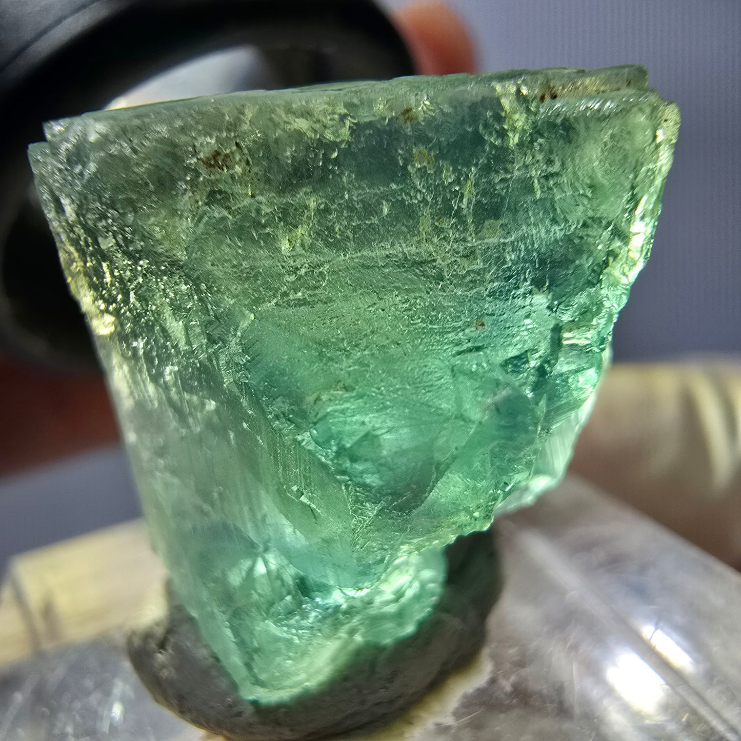 Cube de fluorite fantôme transparente parquetée, vert Okorusu, Namibie 19 x 18 x 15 mm