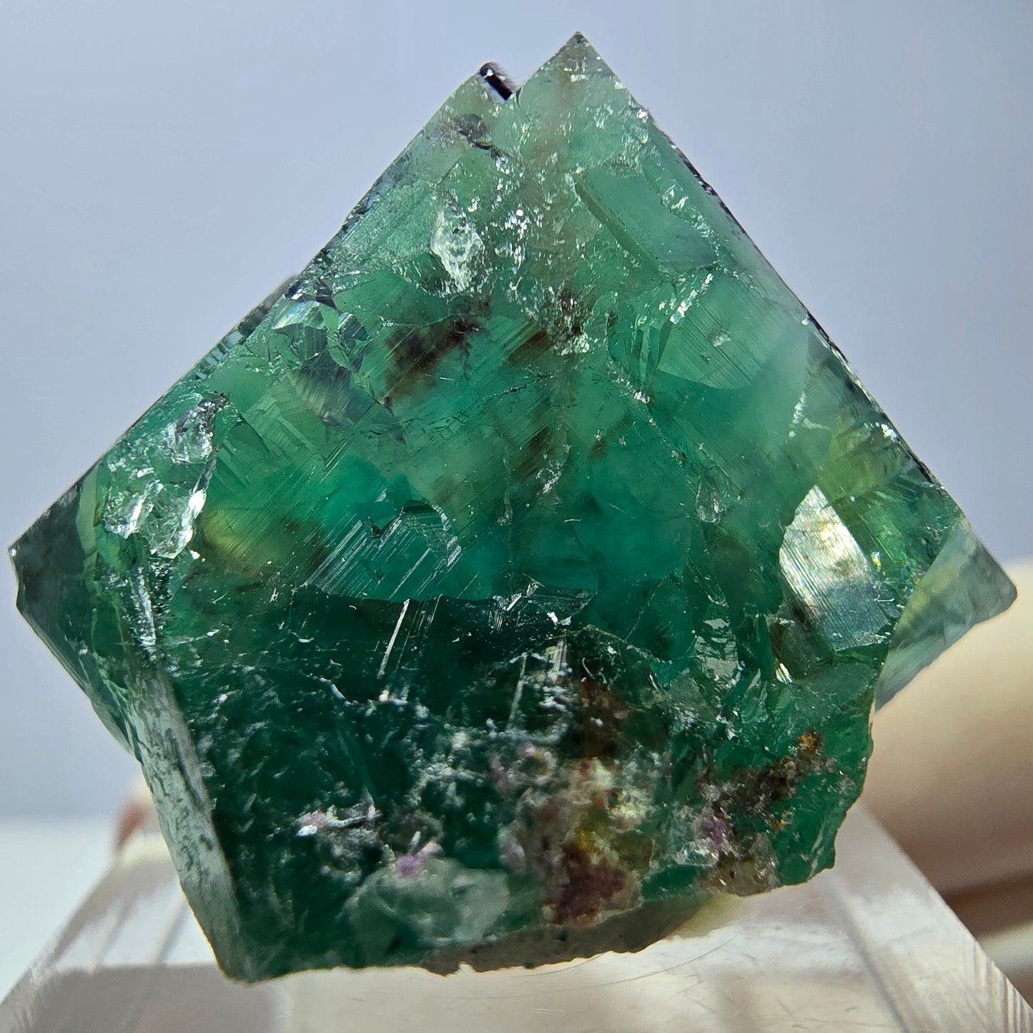Cube de fluorite fantôme transparente parquetée, vert Okorusu, Namibie 24 x 23 x 21 mm