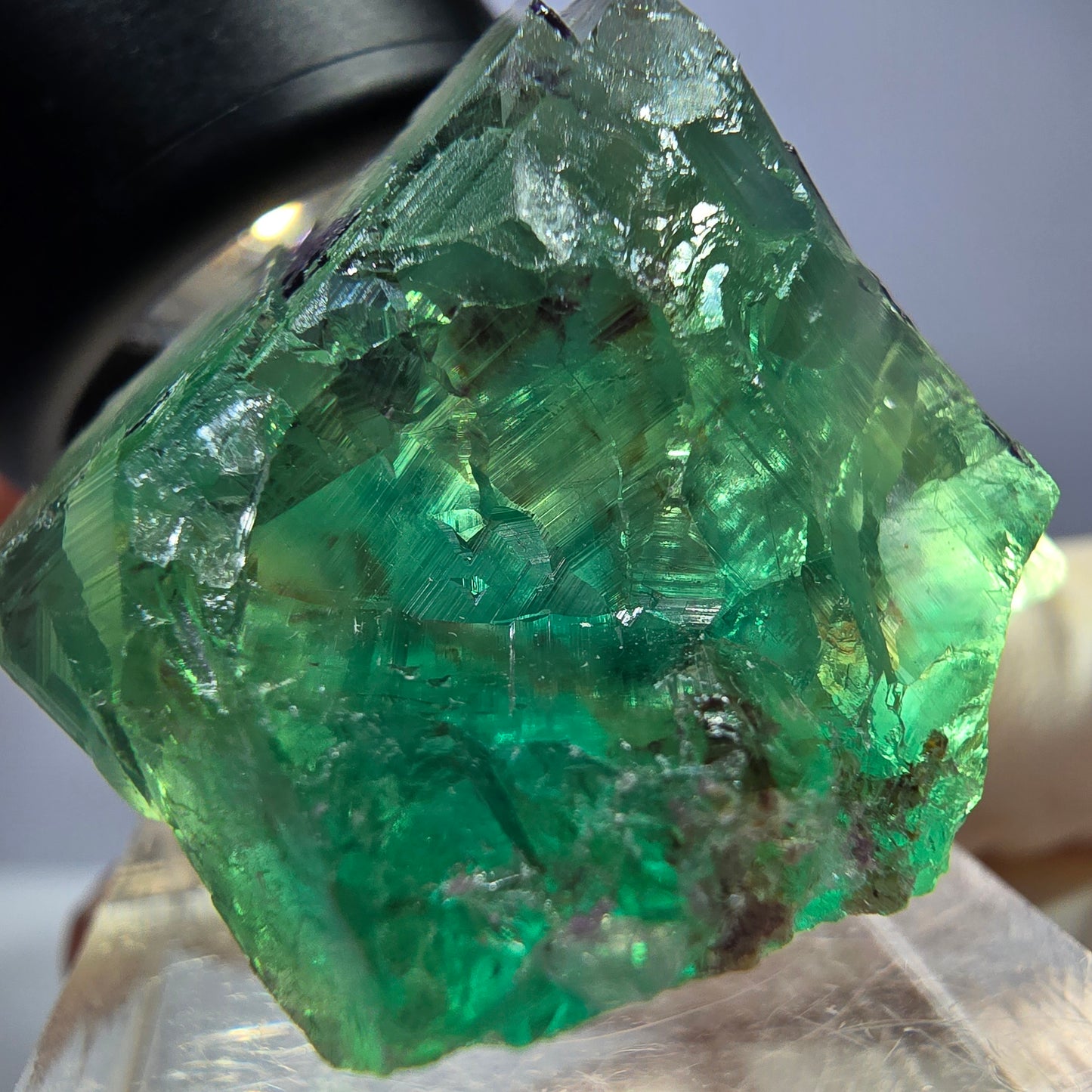 Cube de fluorite fantôme transparente parquetée, vert Okorusu, Namibie 24 x 23 x 21 mm