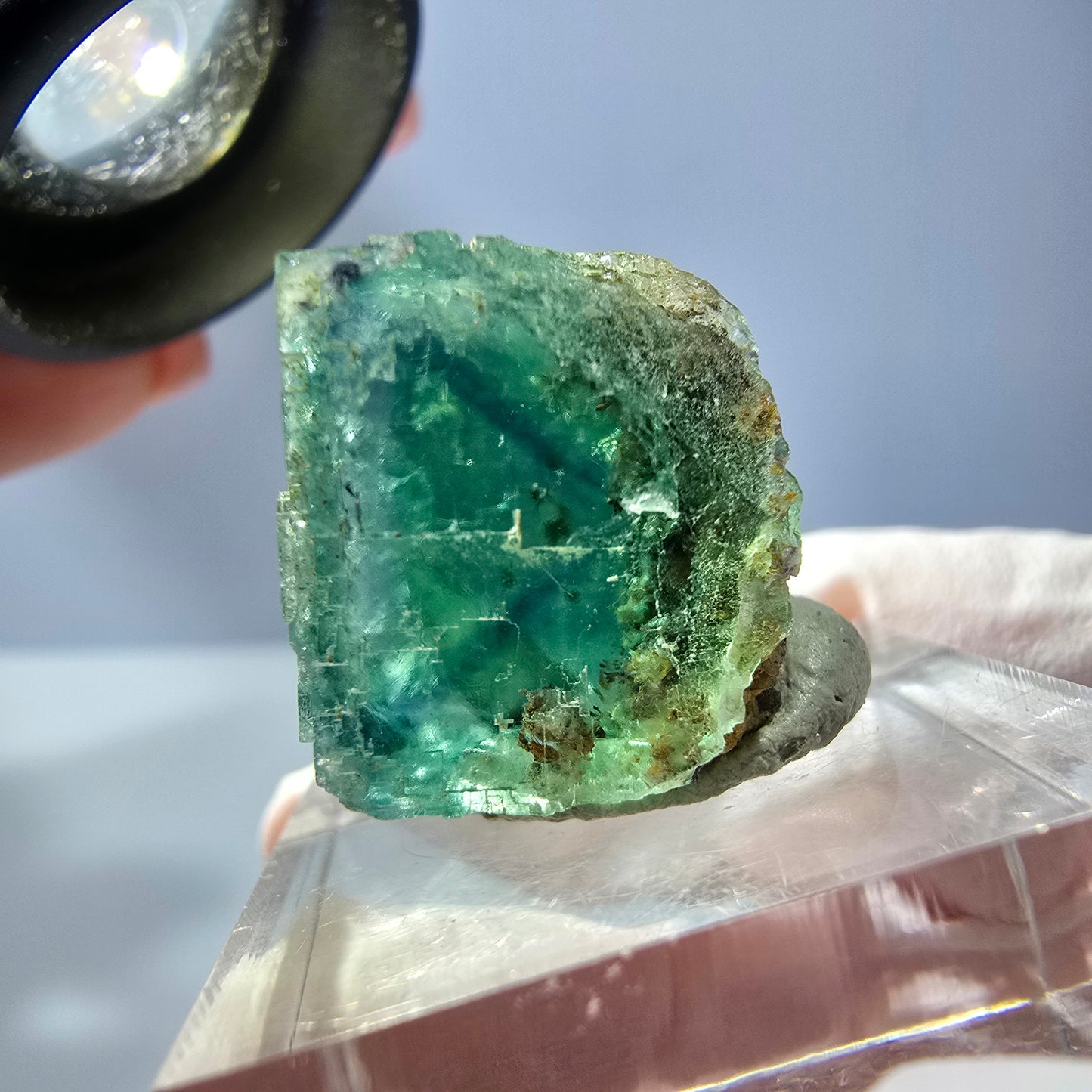 Klarer Phantom Fluorit Würfel parkettiert, grün Okorusu, Namibia 22*17*16mm