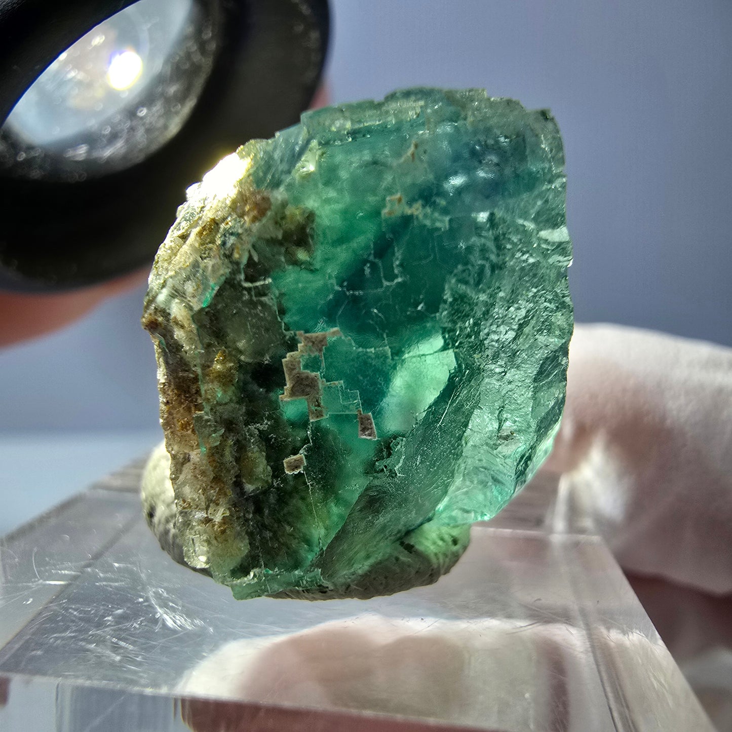 Klarer Phantom Fluorit Würfel parkettiert, grün Okorusu, Namibia 22*17*16mm