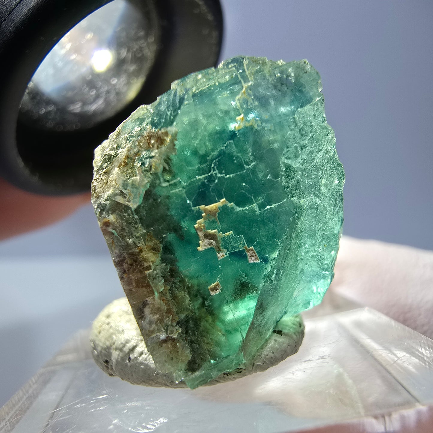 Klarer Phantom Fluorit Würfel parkettiert, grün Okorusu, Namibia 22*17*16mm