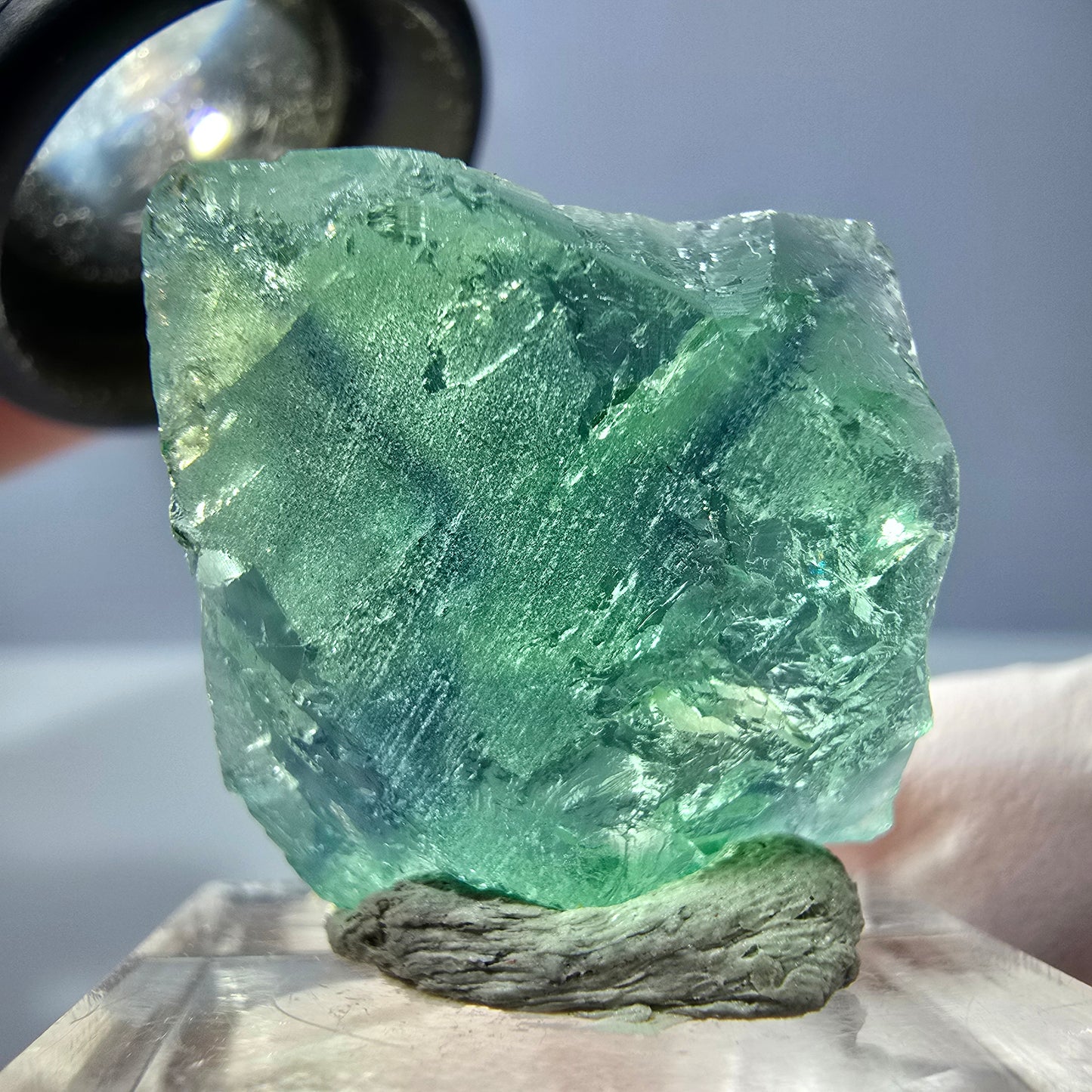 Cube de fluorite fantôme transparente parquetée, vert Okorusu, Namibie 22 x 22 x 17 mm