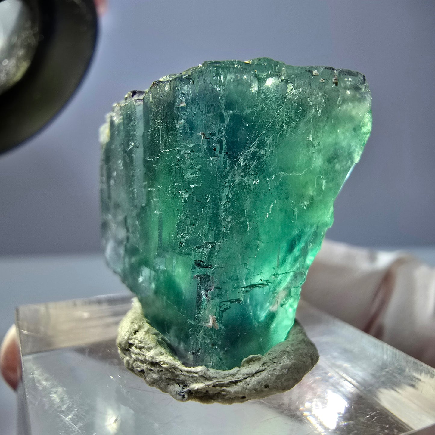 Cube de fluorite fantôme transparente parquetée, vert Okorusu, Namibie 22 x 20 x 18 mm