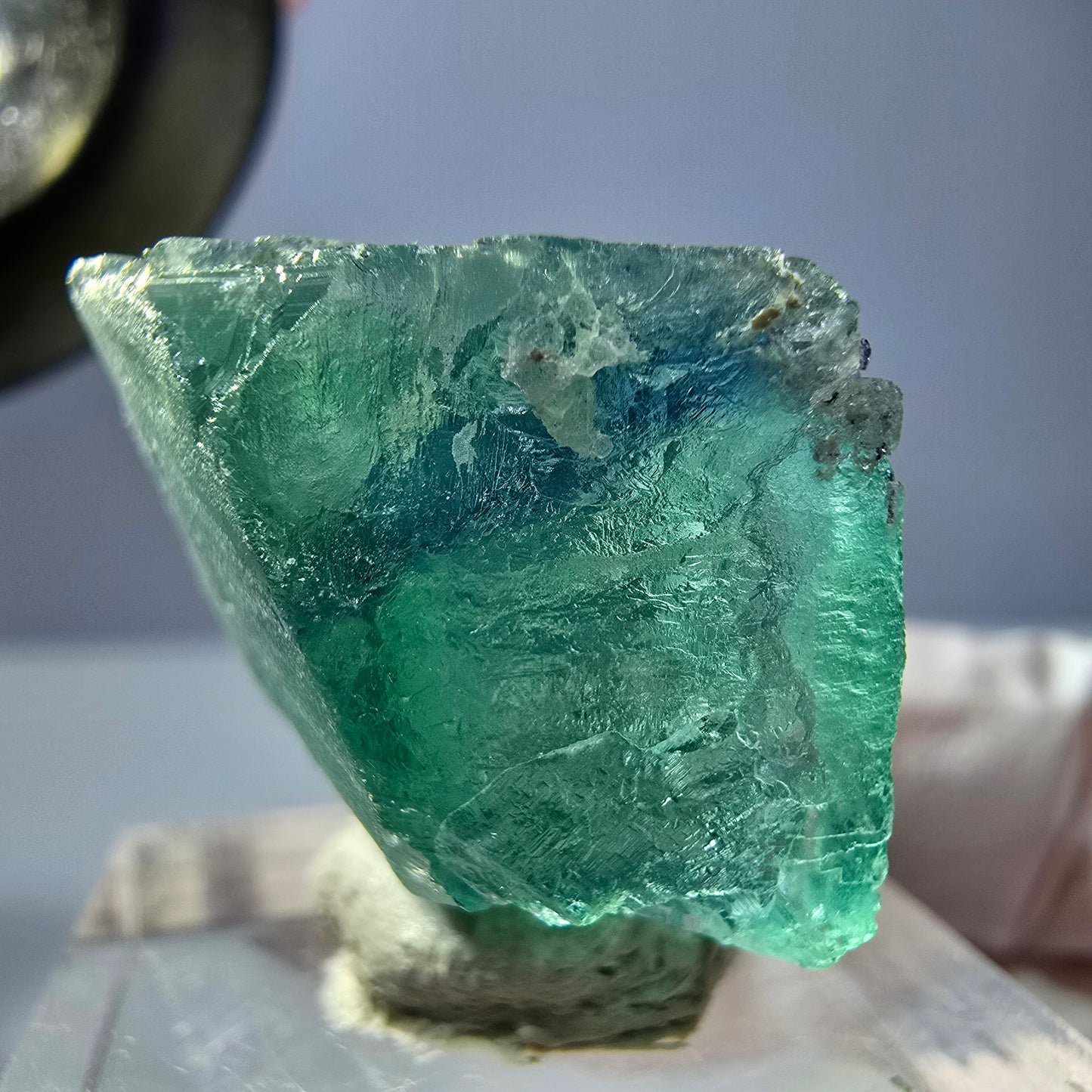 Cube de fluorite fantôme transparente parquetée, vert Okorusu, Namibie 22 x 20 x 18 mm