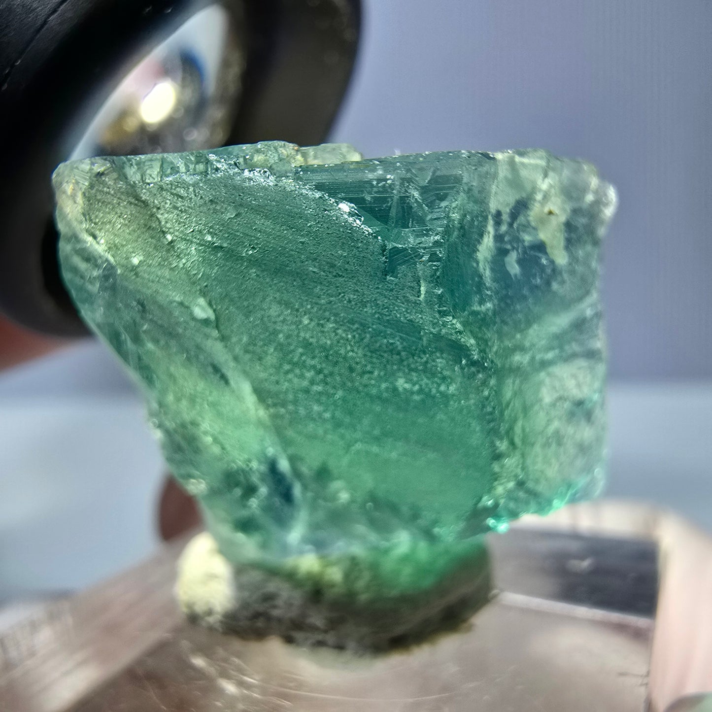 Cube de fluorite fantôme transparente parquetée, vert Okorusu, Namibie 22 x 20 x 18 mm