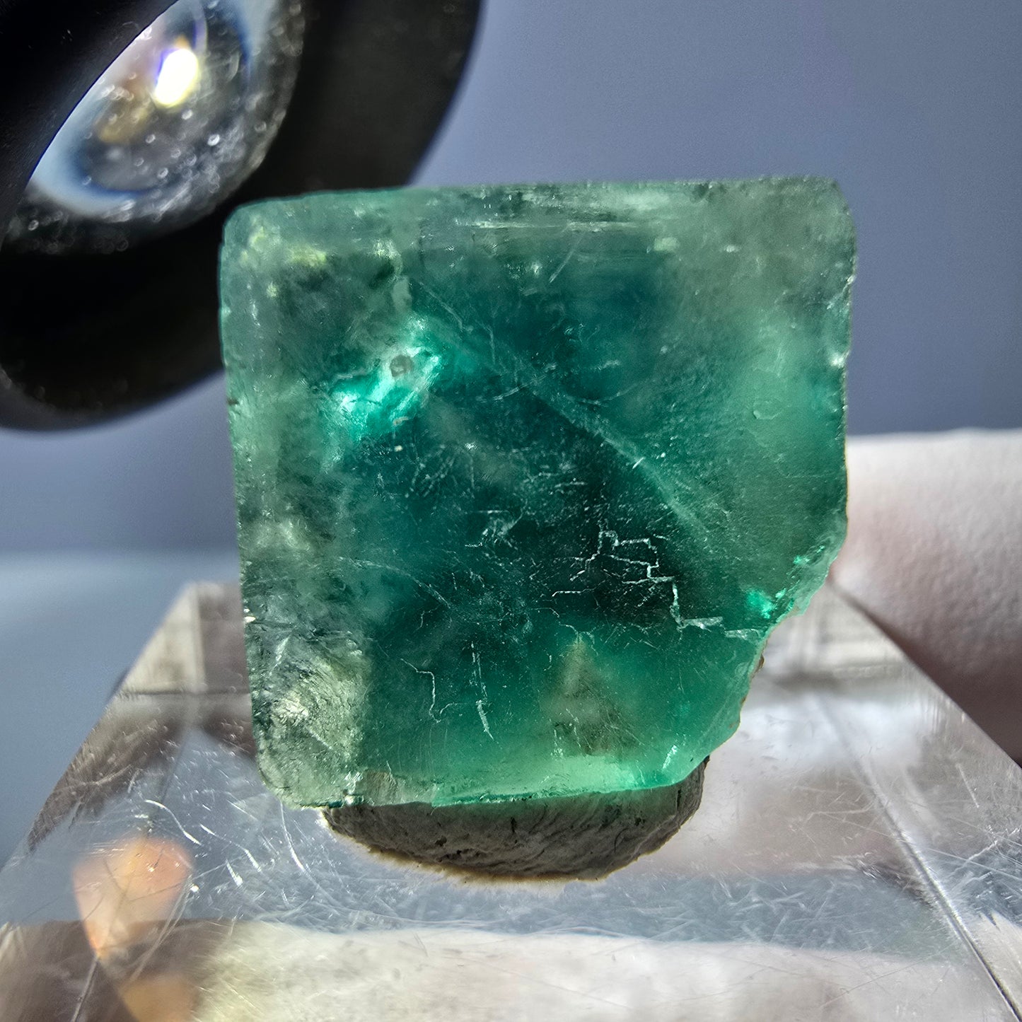 Cube de fluorite fantôme transparente parquetée, vert Okorusu, Namibie 15 x 15 x 13 mm