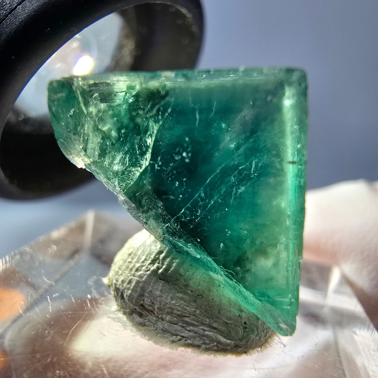 Cube de fluorite fantôme transparente parquetée, vert Okorusu, Namibie 15 x 15 x 13 mm