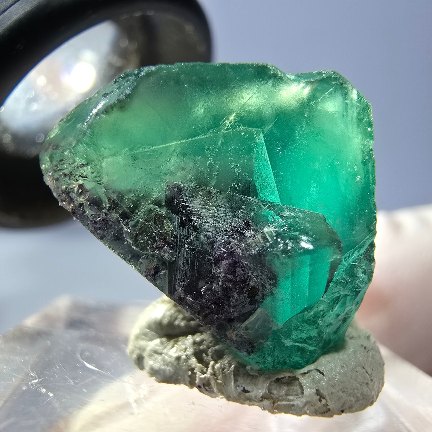 Klarer Phantom Fluorit Würfel parkettiert, grün Okorusu, Namibia 21*17*16mm