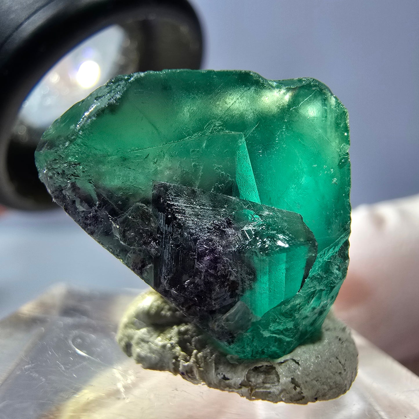 Klarer Phantom Fluorit Würfel parkettiert, grün Okorusu, Namibia 21*17*16mm