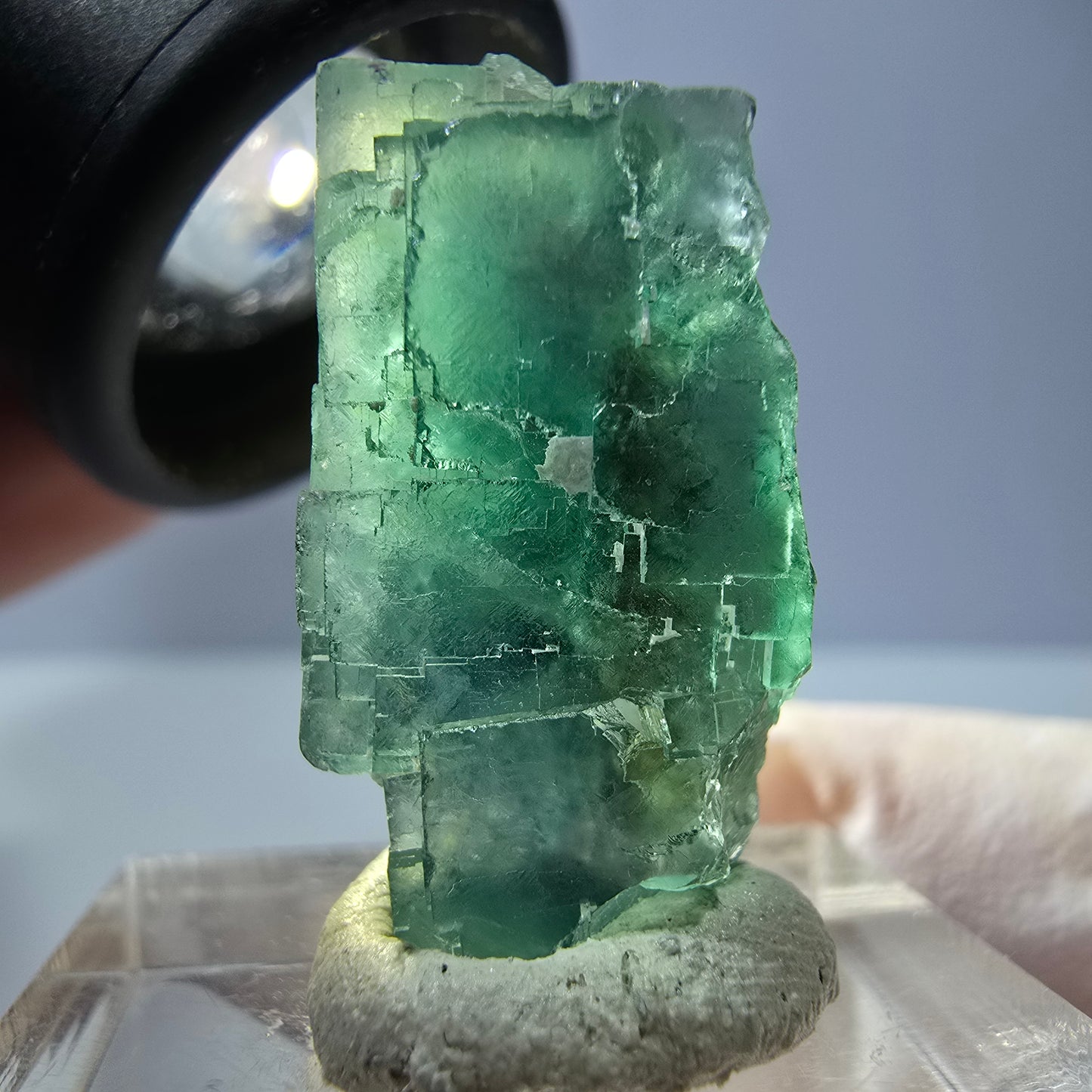 Klarer Phantom Fluorit Würfel parkettiert, grün Okorusu, Namibia 26*19*16mm