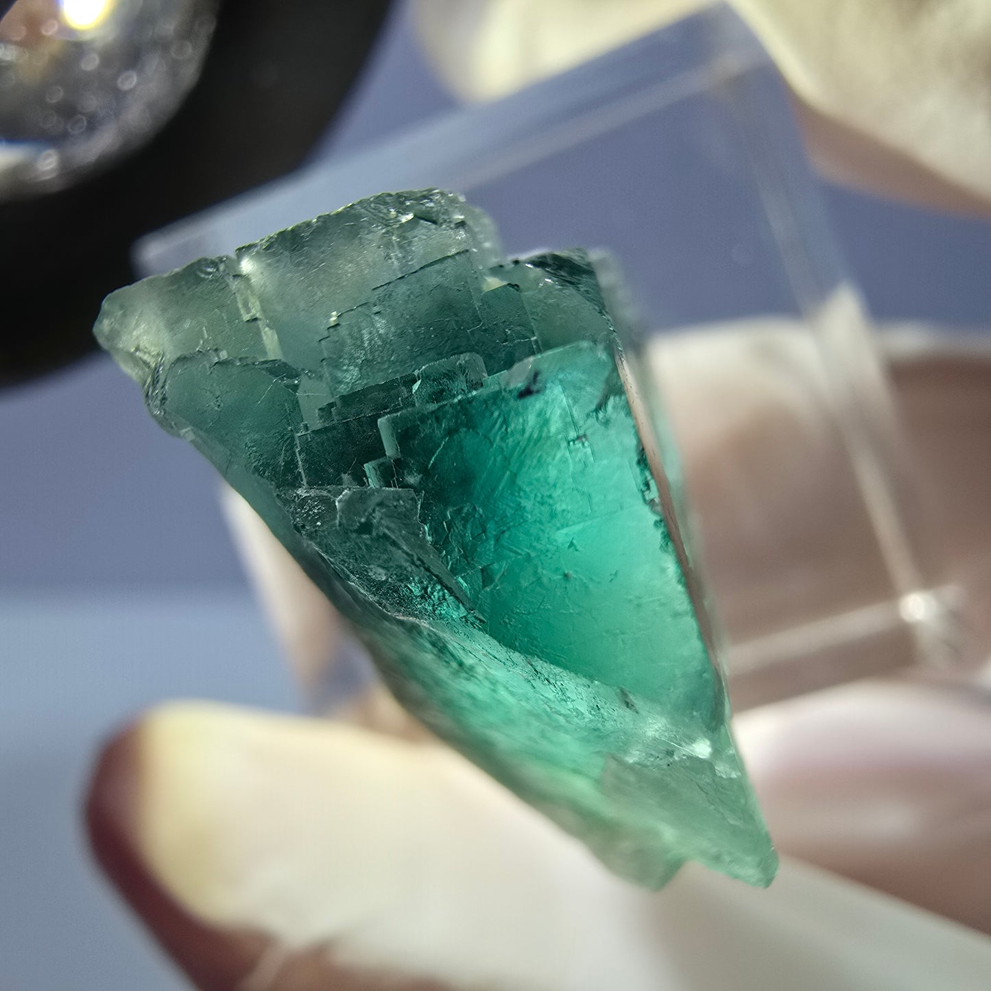 Klarer Phantom Fluorit Würfel parkettiert, grün Okorusu, Namibia 26*19*16mm