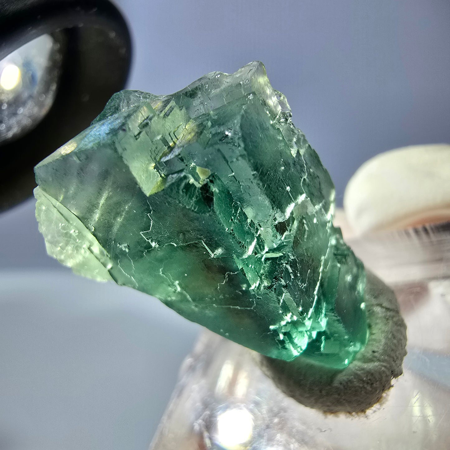 Klarer Phantom Fluorit Würfel parkettiert, grün Okorusu, Namibia 26*19*16mm
